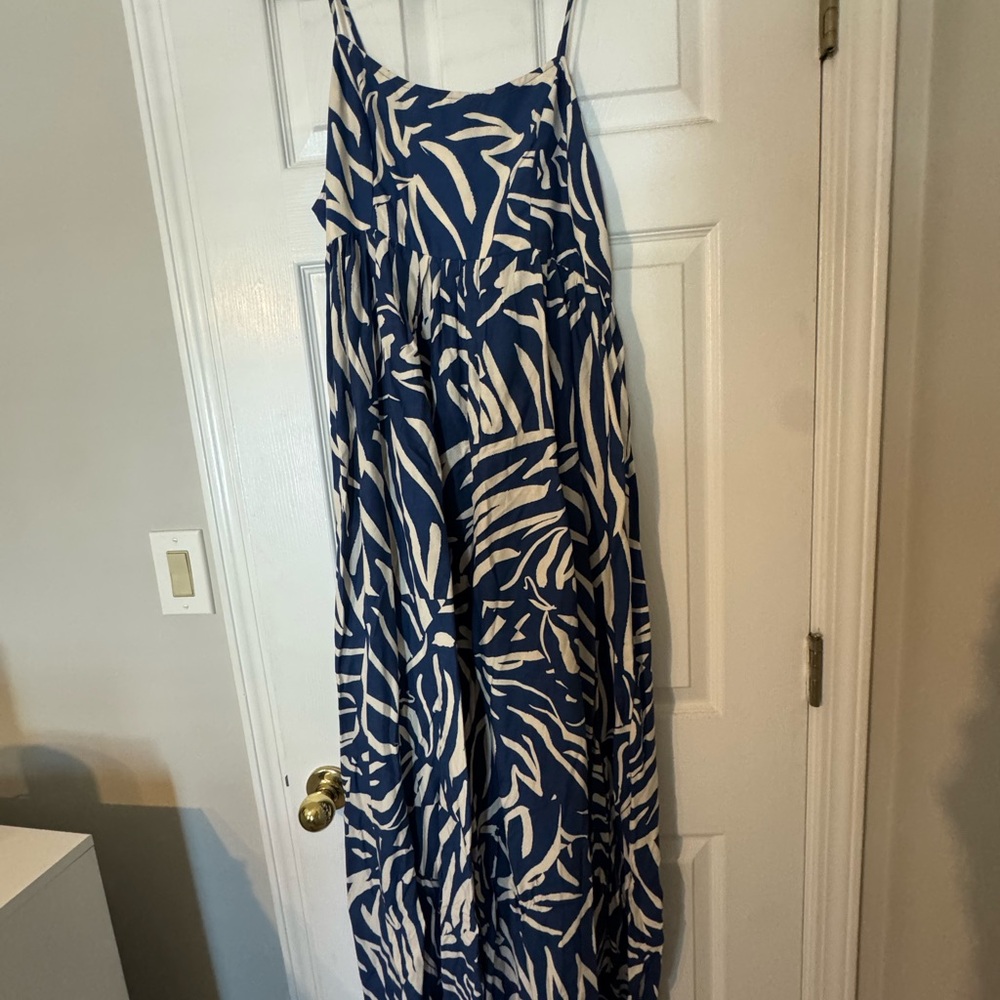 Blue and White Striped Maxi dress